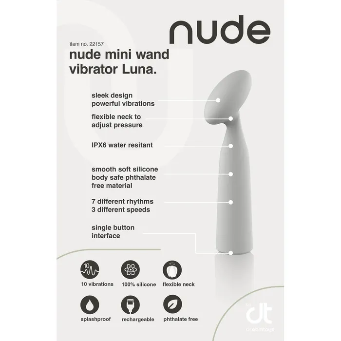Nude Luna Mini Wand Vibrator Dream Toys Female Sex Toys