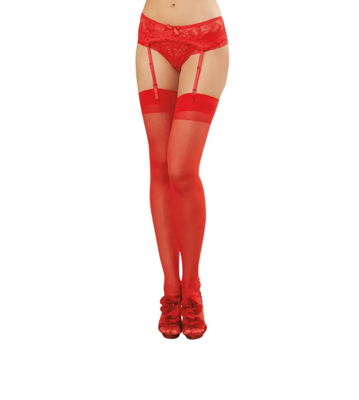 Sheer Thigh High One Size Red Dreamgirl Vibrators