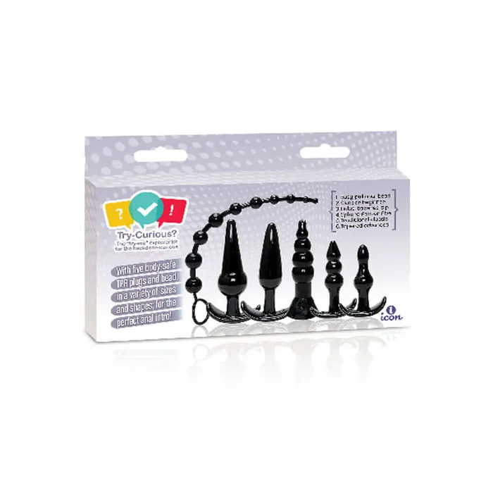 The 9s TryCurious Anal Plug Kit Black Icon Brands Anal