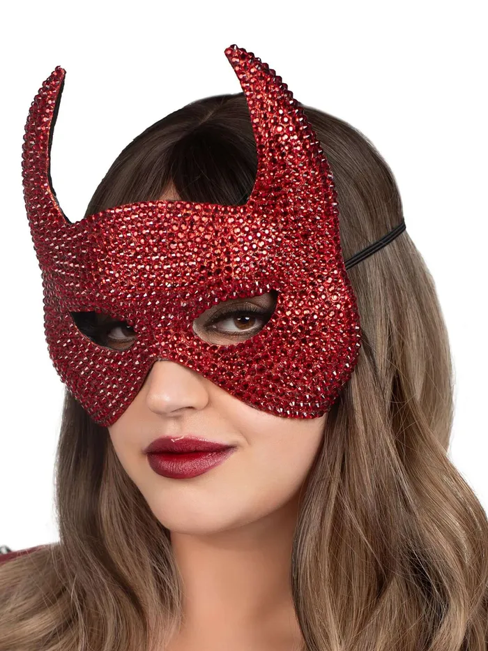 Vibrators Leg Avenue Rhinestone Devil Mask One Size Red
