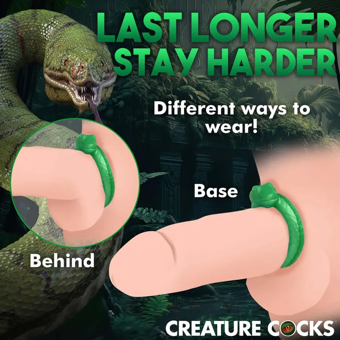 XR Brands Creature Cocks Male Sex Toys Serpentine Silicone Cock Ring Green XR Brands Creature Cocks Male Sex Toys Serpentine Silicone Cock Ring Green