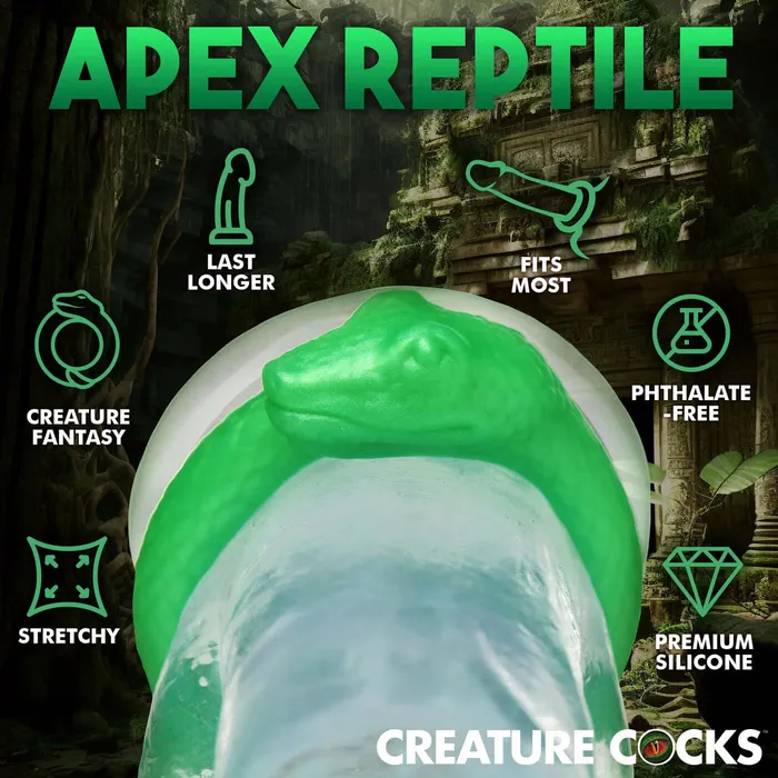 XR Brands Creature Cocks Male Sex Toys Serpentine Silicone Cock Ring Green XR Brands Creature Cocks Male Sex Toys Serpentine Silicone Cock Ring Green