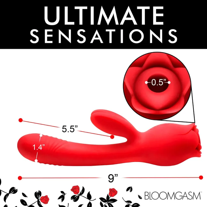 XR Brands inmi Vibrators Blooming Bunny Sucking and Thrusting Silicone Rabbit Vibrator Red XR Brands inmi Vibrators Blooming Bunny Sucking and Thrusting Silicone Rabbit Vibrator Red