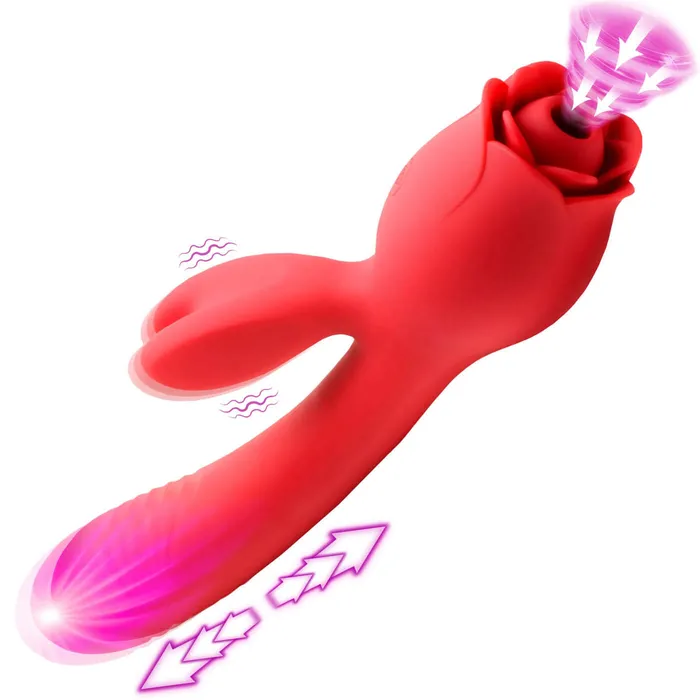 XR Brands inmi Vibrators Blooming Bunny Sucking and Thrusting Silicone Rabbit Vibrator Red XR Brands inmi Vibrators Blooming Bunny Sucking and Thrusting Silicone Rabbit Vibrator Red