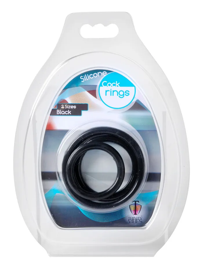 XR Brands Trinity Vibes Anal Trinity Silicone Cock Rings Black XR Brands Trinity Vibes Anal Trinity Silicone Cock Rings Black