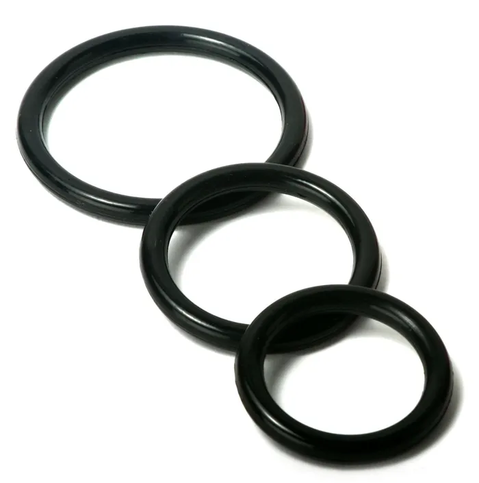 XR Brands Trinity Vibes Anal Trinity Silicone Cock Rings Black XR Brands Trinity Vibes Anal Trinity Silicone Cock Rings Black