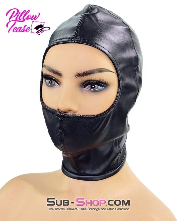 1493DL Gwen Style Black Open Eyes and Nose Zippered Bondage Hood Idea Restraints