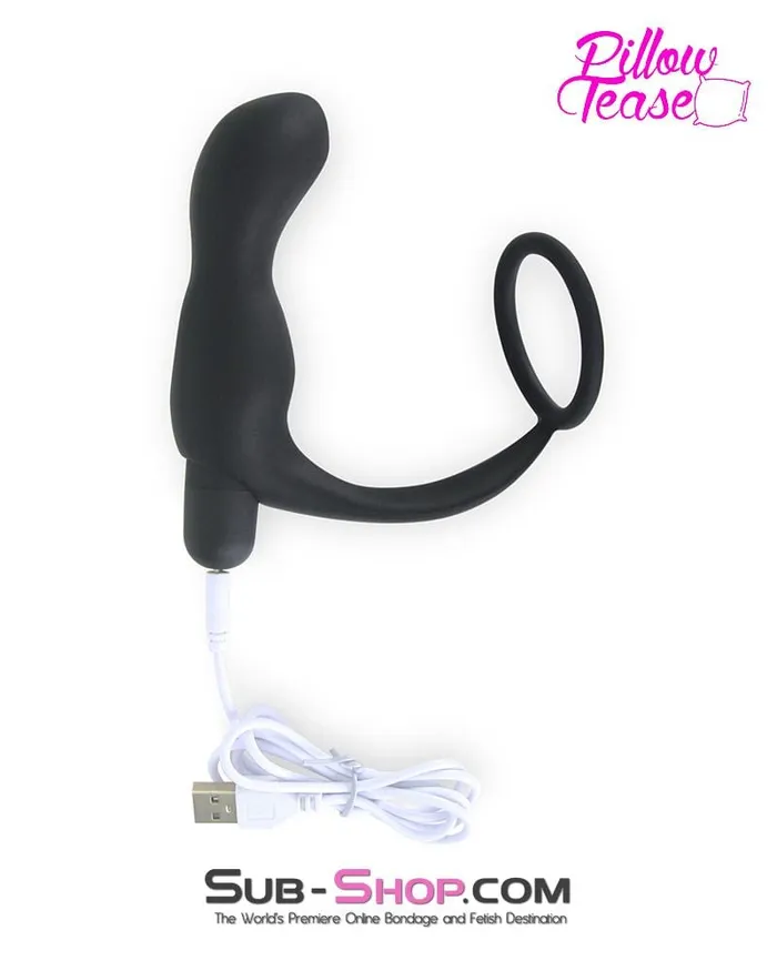7085E Waterproof Rechargeable Silicone Prostate Plug with Cock Ring Enhancer MEGA Deal Eiffel Male Sex Toys