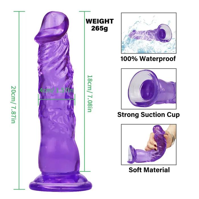 8 Inch extra straight purple dildo Anal