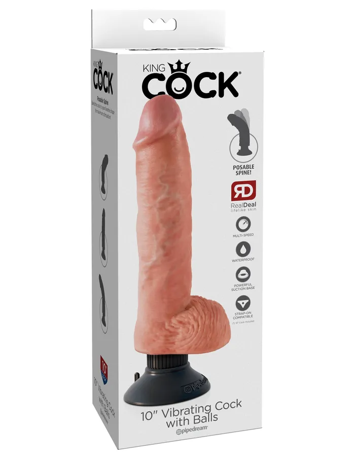 Dildos Pipedream Vibrating King Cock Toy 10Inch Fun with Suction Base and Real Feel Dildos Pipedream Vibrating King Cock Toy 10Inch Fun with Suction Base and Real Feel