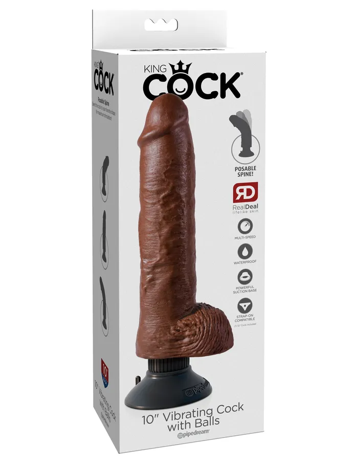 Dildos Pipedream Vibrating King Cock Toy 10Inch Fun with Suction Base and Real Feel