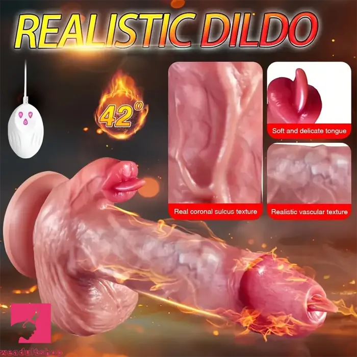 Dildos Weadultshop 787in 4in1 Real Thrusting Intense Vibrating Heating Licking Dildo