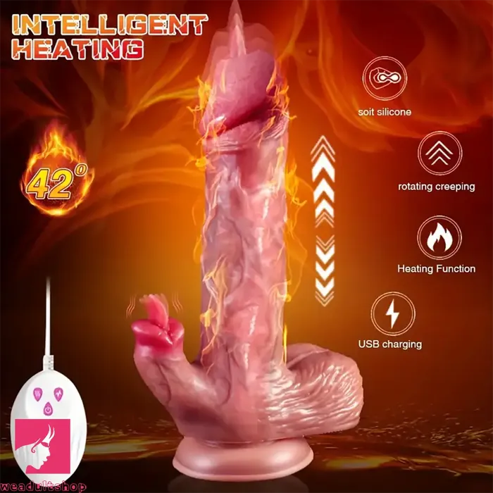 Dildos Weadultshop 787in 4in1 Real Thrusting Intense Vibrating Heating Licking Dildo