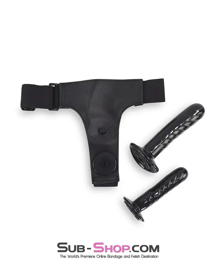 Female Sex Toys Idea 1349DL Double Strap On Harness with Internal and External Silicone Dildos