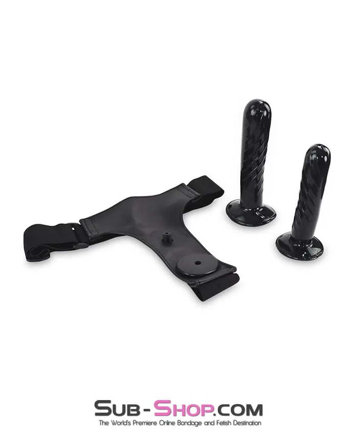 Female Sex Toys Idea 1349DL Double Strap On Harness with Internal and External Silicone Dildos