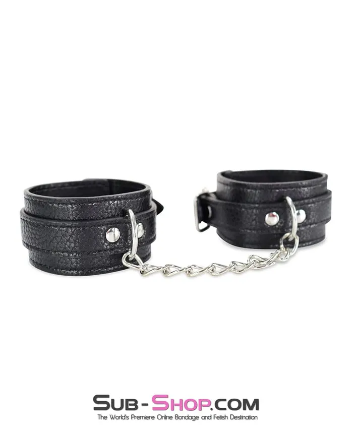 Idea Restraints 0802DL Soft Vegan Leather Wrist or Ankle Bondage Cuffs with Chain