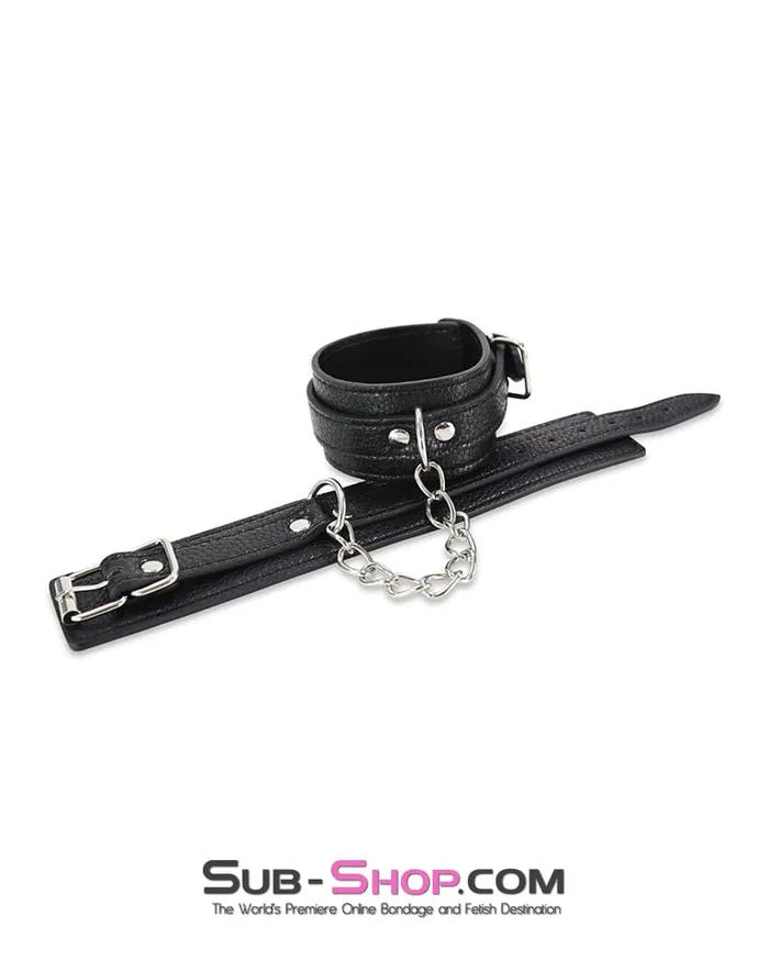 Idea Restraints 0802DL Soft Vegan Leather Wrist or Ankle Bondage Cuffs with Chain