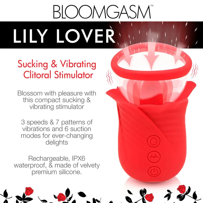 Lily Lover Sucking and Vibrating Clitoral Stimulator Red XR Brands Vibrators Lily Lover Sucking and Vibrating Clitoral Stimulator Red XR Brands Vibrators