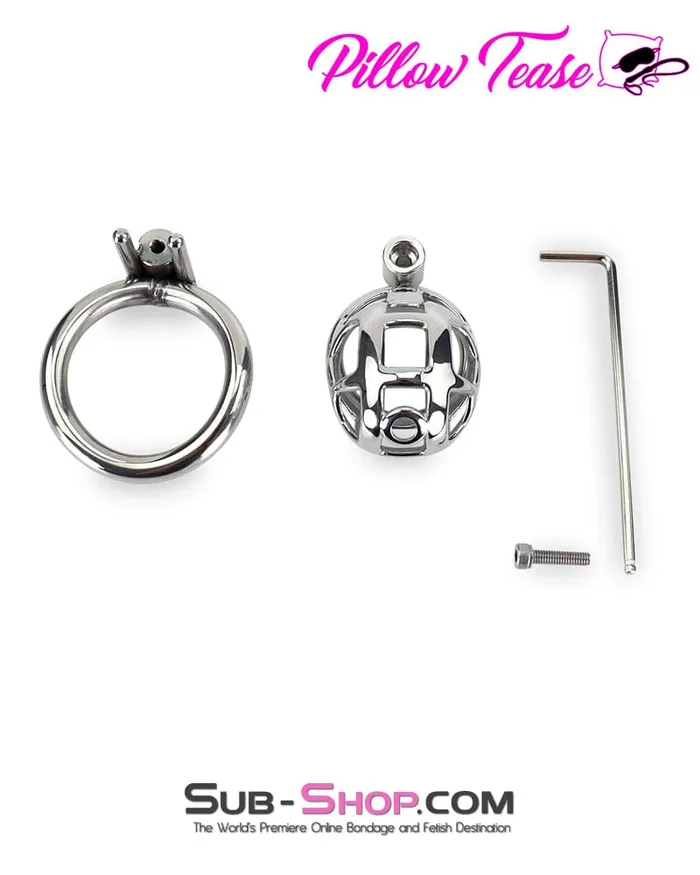 Male Sex Toys Aria 7338AR Steel Teasing Cock Cage Chastity with Hex Screw Lock