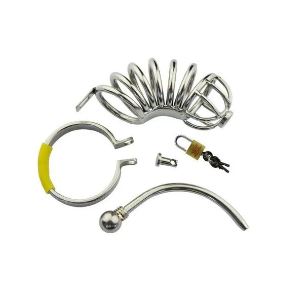 Male Sex Toys Aria 7856AR Chastity Cock Cage with Removable Urethral Sound Catheter Plug