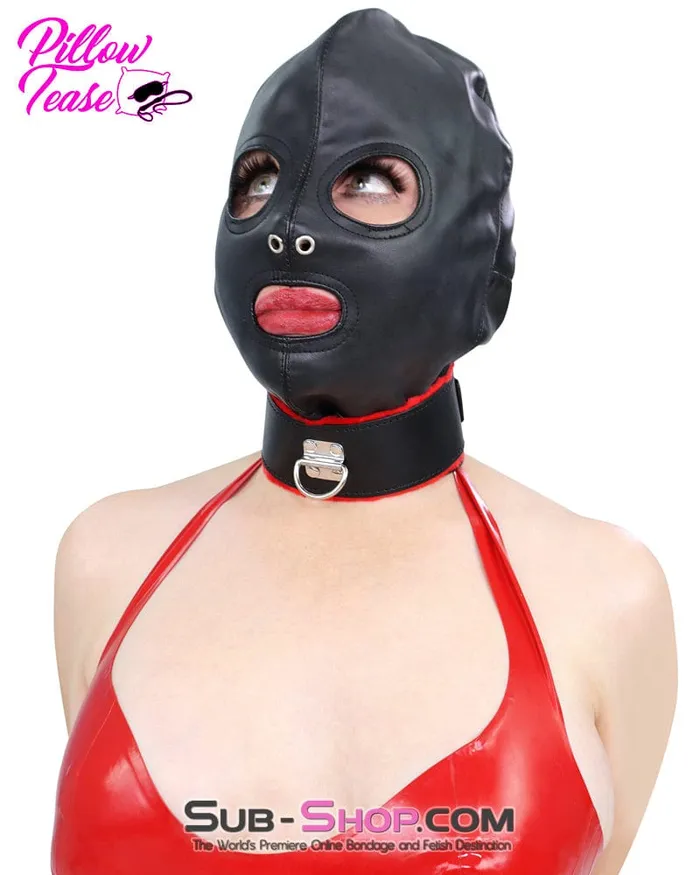 Male Sex Toys Moonwell 2772M Soft Leatherette Open Mouth and Eyes Lacing Hood MEGA Deal