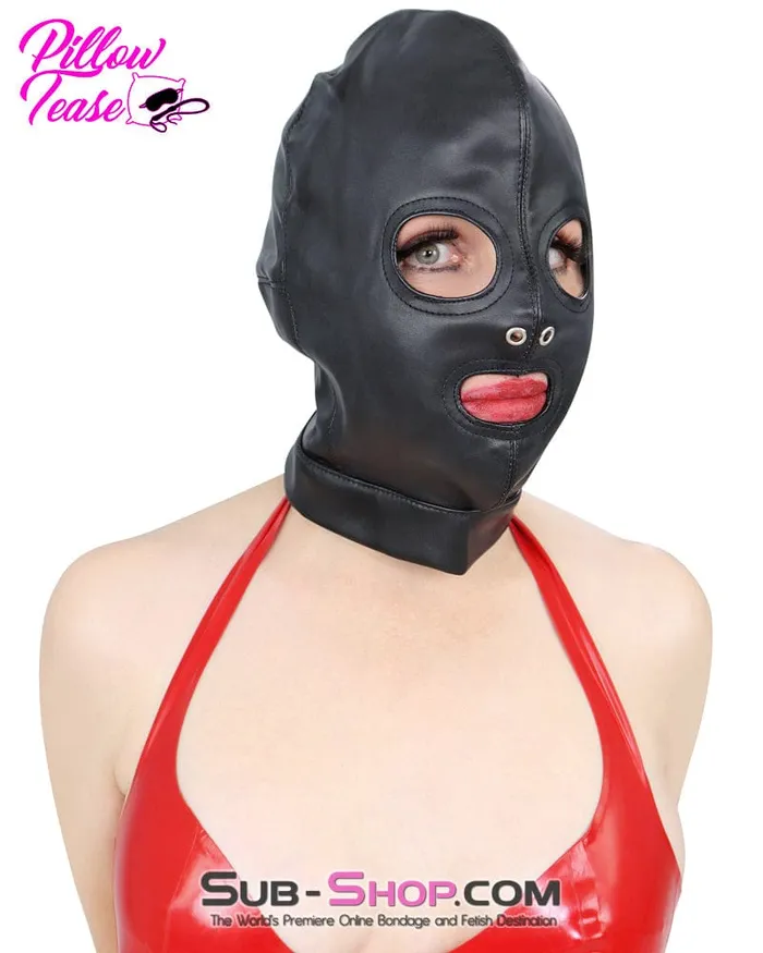 Male Sex Toys Moonwell 2772M Soft Leatherette Open Mouth and Eyes Lacing Hood MEGA Deal