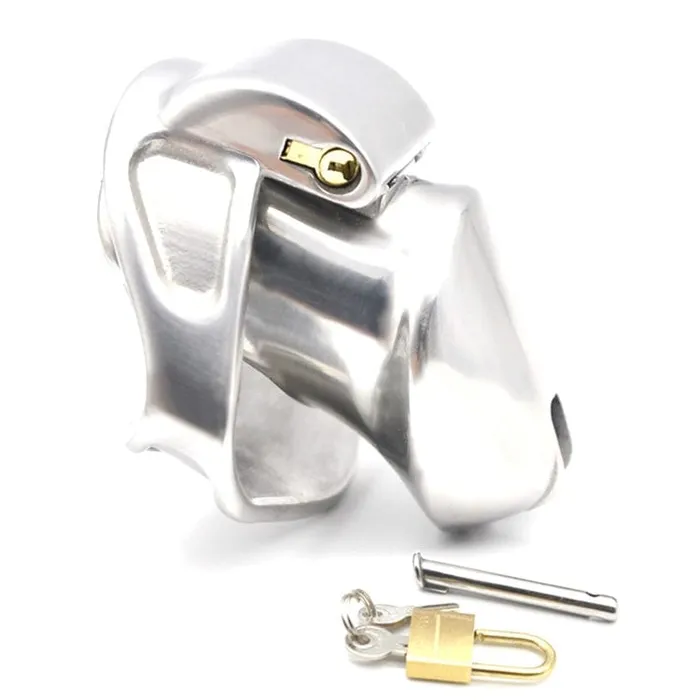 Moonwell 7157M Short Dick Steele High Security Chastity Cock Cage with Small Cock Cuff Male Sex Toys Moonwell 7157M Short Dick Steele High Security Chastity Cock Cage with Small Cock Cuff Male Sex Toys