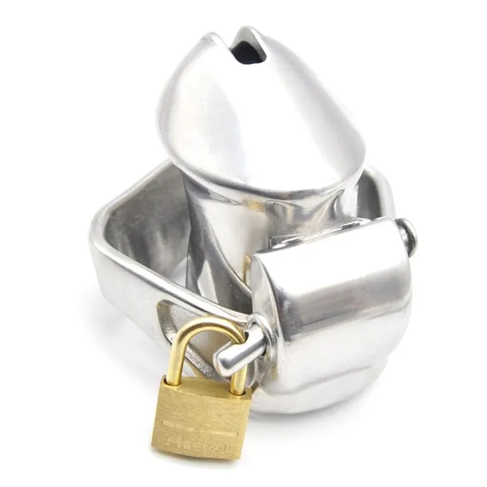 Moonwell 7157M Short Dick Steele High Security Chastity Cock Cage with Small Cock Cuff Male Sex Toys