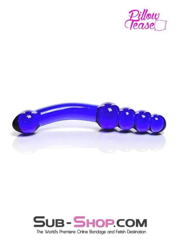 Moonwell Dildos 0662M Cobalt Blue Double Ended Small Glass Massager LAST CHANCE Final Closeout