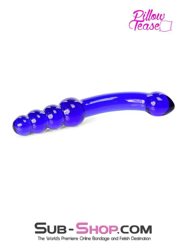 Moonwell Dildos 0662M Cobalt Blue Double Ended Small Glass Massager LAST CHANCE Final Closeout