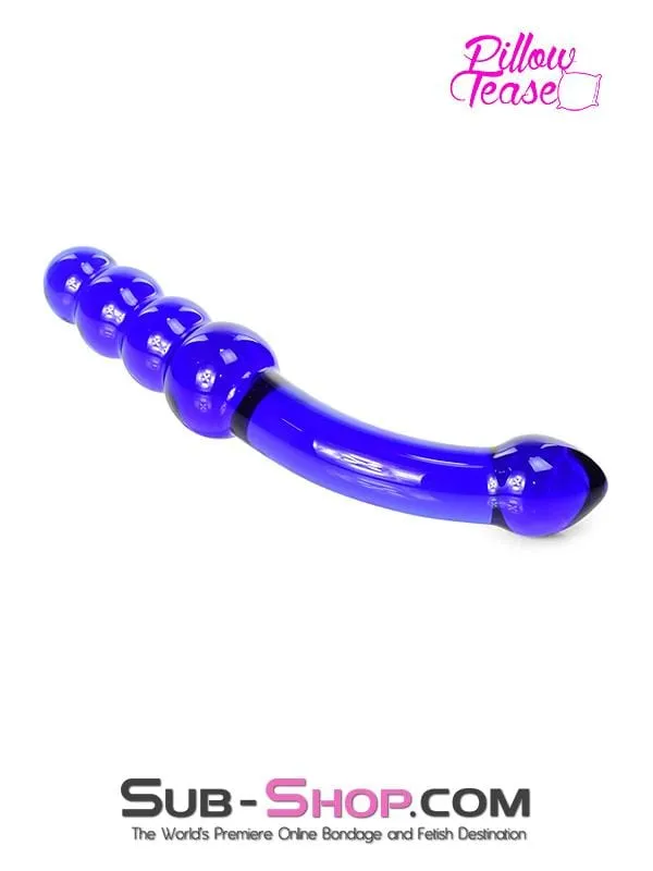 Moonwell Dildos 0662M Cobalt Blue Double Ended Small Glass Massager LAST CHANCE Final Closeout