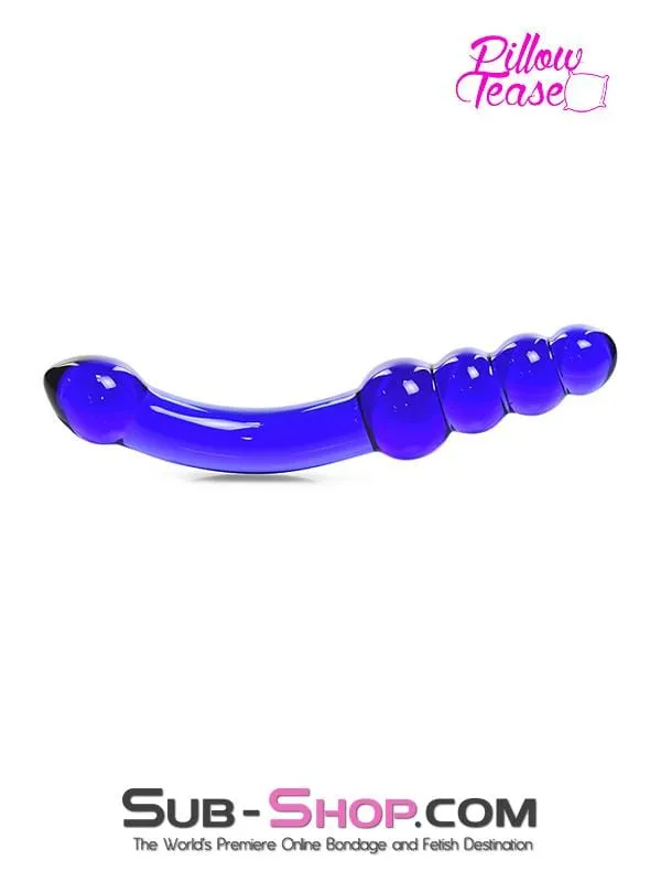 Moonwell Dildos 0662M Cobalt Blue Double Ended Small Glass Massager LAST CHANCE Final Closeout
