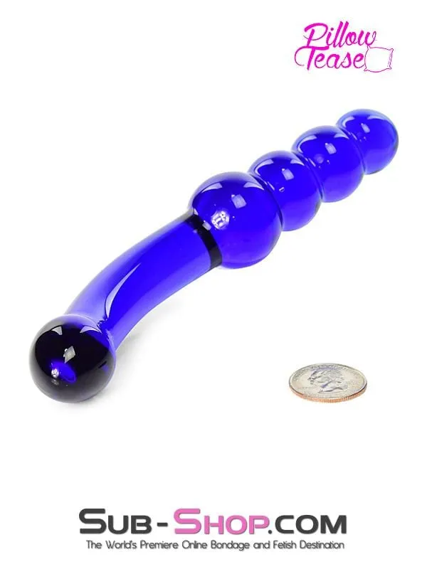 Moonwell Dildos 0662M Cobalt Blue Double Ended Small Glass Massager LAST CHANCE Final Closeout
