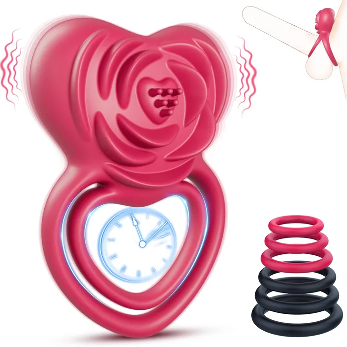 2 in 1 Vibrating Cock Ring Rose Vibrator Lurevibe Couples