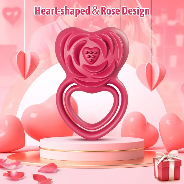 2 in 1 Vibrating Cock Ring Rose Vibrator Lurevibe Couples
