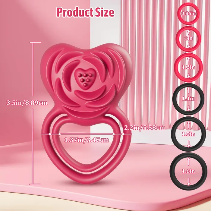2 in 1 Vibrating Cock Ring Rose Vibrator Lurevibe Couples
