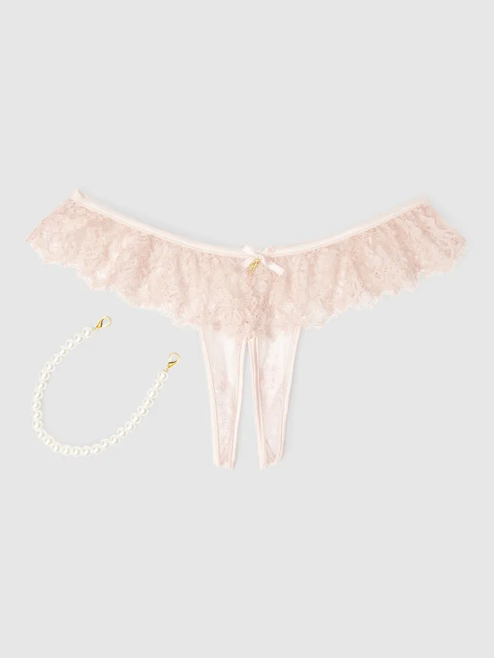 Fredericks Of Hollywood Teddies And Bodies Rosalind Lace Pearl Crotchless Thong Fredericks Of Hollywood Teddies And Bodies Rosalind Lace Pearl Crotchless Thong