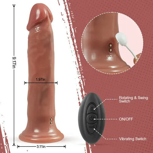 Lurevibe Female Sex Toys 917In 5 Beads Rotating Swing 8 Vibrating Dildo remote control