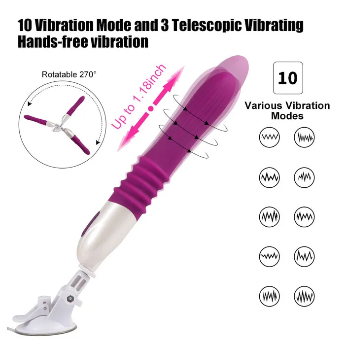 Lurevibe Telescopic Thrusting 10 Frequency Sex Machine for Female Lurevibe Female Sex Toys