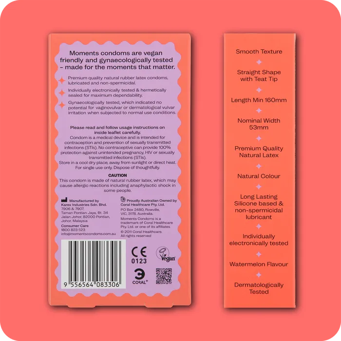 Moments Condoms Vibrators Moments Watermelon 4 Packs