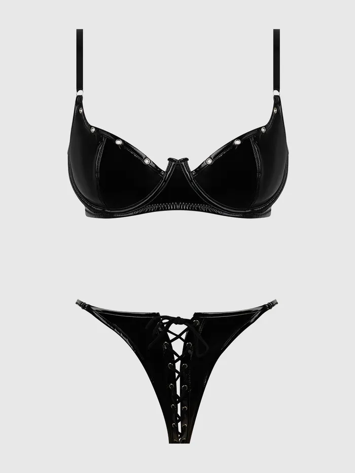Phoenix Patent Underwire Unlined Grommet Bra Crotchless Panty Set Fredericks Of Hollywood Female Sex Toys Phoenix Patent Underwire Unlined Grommet Bra Crotchless Panty Set Fredericks Of Hollywood Female Sex Toys