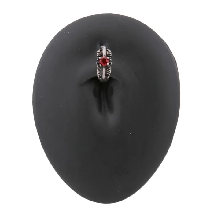 14g 38 Dark Red Jeweled Feather Burnished Silver Steel Clicker Price Per 1 Painful Pleasures Anal