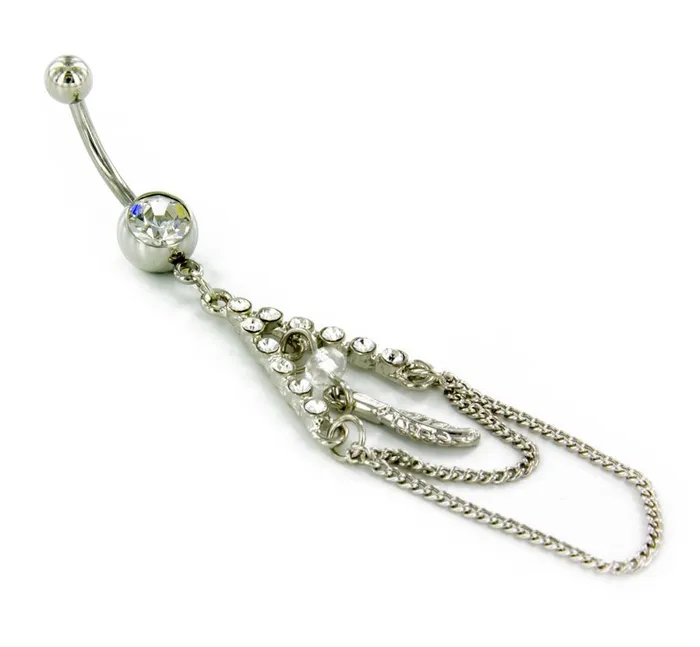 14g 716 Belly Button Navel Jewelry with Crystal Gems and Feather Charm Chains Painful Pleasures Male Sex Toys 14g 716 Belly Button Navel Jewelry with Crystal Gems and Feather Charm Chains Painful Pleasures Male Sex Toys