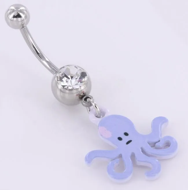 14g 716 Lavender Octopus Steel Belly Button Ring Painful Pleasures Male Sex Toys