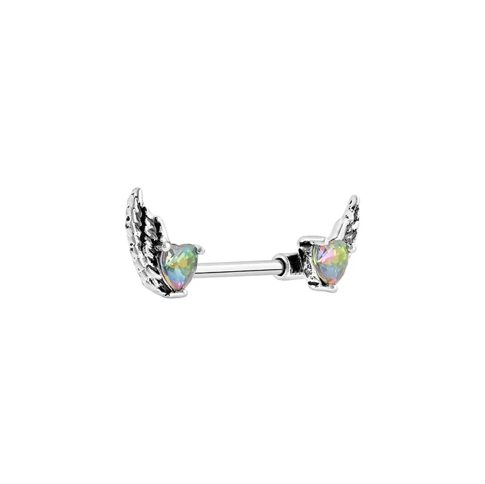 14g 916 Winged Heart Jewel Steel Nipple Barbell Price Per 1 Painful Pleasures Female Sex Toys