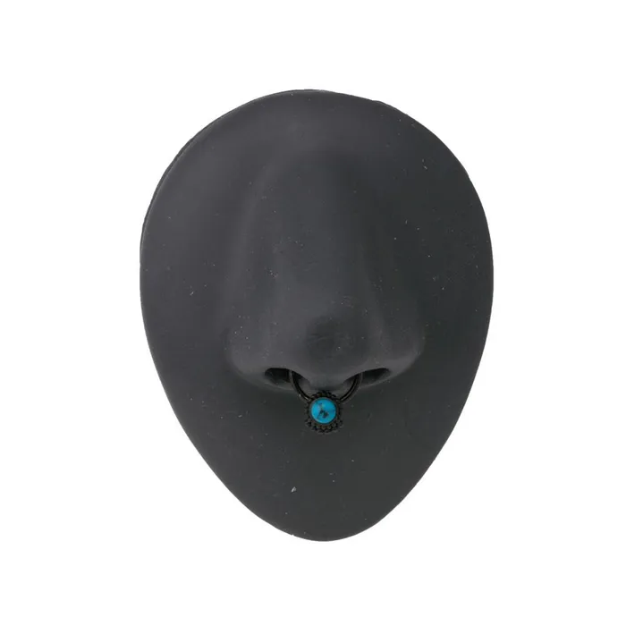 16g Black PVD Septum Clicker with Turquoise Stone Price Per 1 Painful Pleasures Anal
