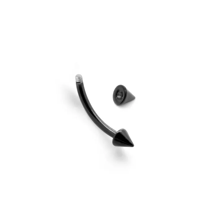 16g Externally Threaded PVD Black Titanium Bent Barbell w Cones Price Per 1 Painful Pleasures Anal