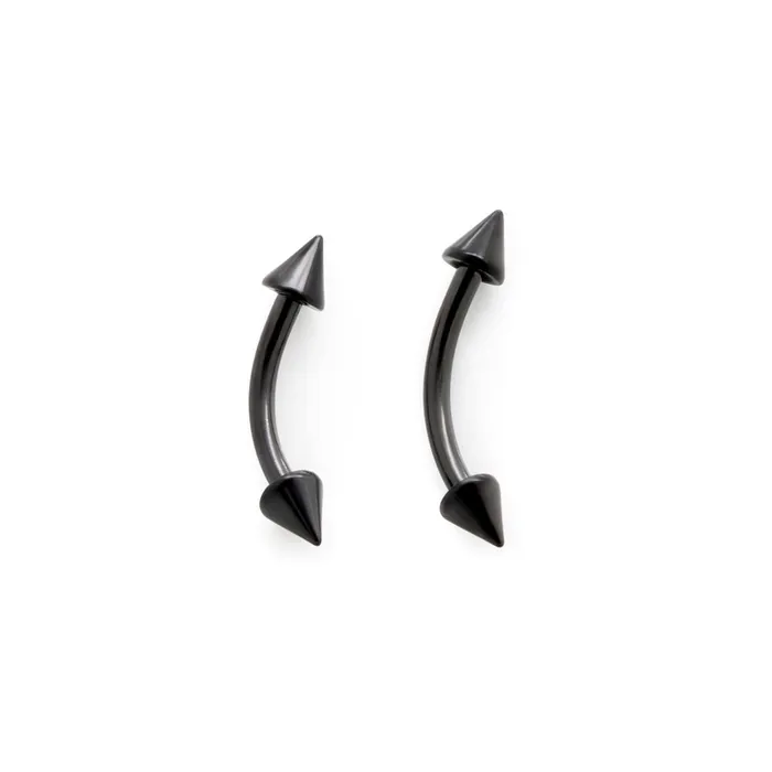 16g Externally Threaded PVD Black Titanium Bent Barbell w Cones Price Per 1 Painful Pleasures Anal
