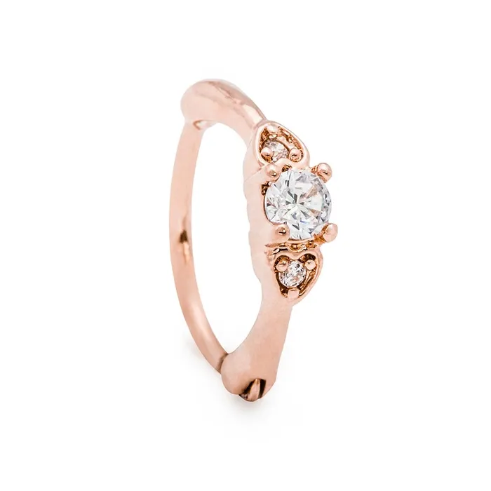 18g 38 Crystal Hearts Rose Gold Plated Clicker Painful Pleasures Vibrators