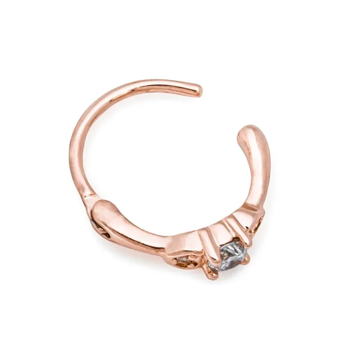 18g 38 Crystal Hearts Rose Gold Plated Clicker Painful Pleasures Vibrators
